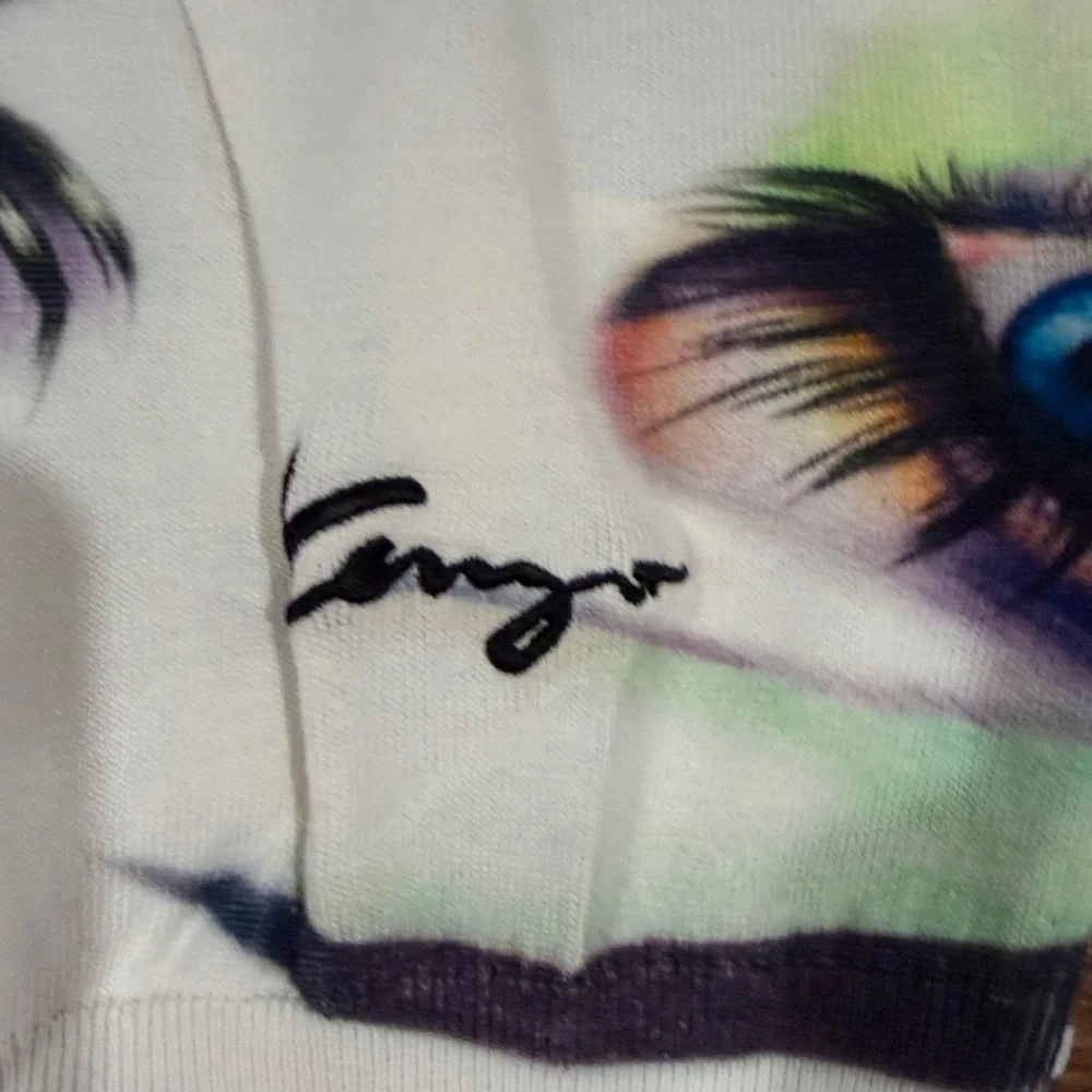 Eye Print Kenzo Sweater in White with Multicolor Eye Motif Fits like Small - Picture 4 of 6